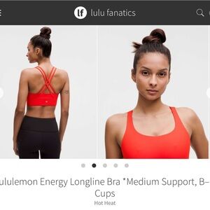 Lululemon Energy Longline Bra in Hot Heat